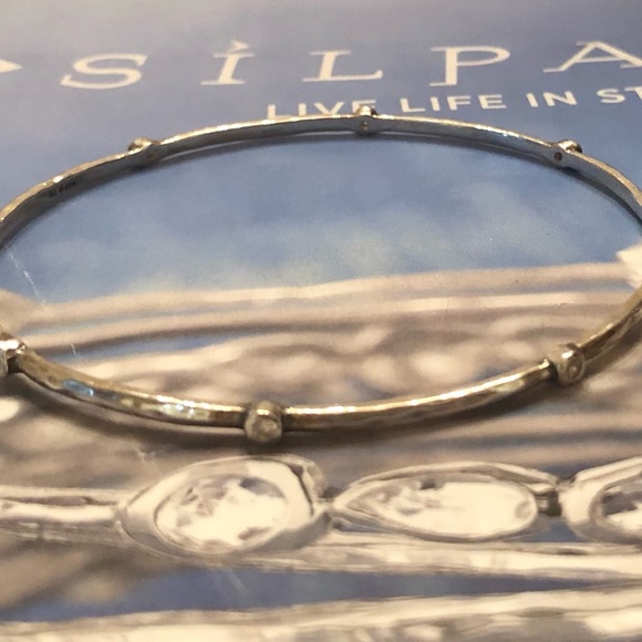 Silpada Sterling Silver Cubic Zirconia Star Studded Bangle Bracelet B2701 - Picture 10 of 15